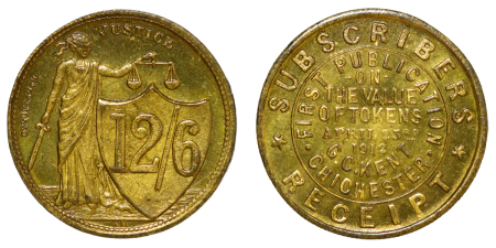 Great Britain, Chichester. G.C.Kent, Numismatist BR 12/6d. Advertising Token. 1912. 