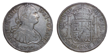 Mexico, Spanish Colonial. Charles IIII AR 8 Reales. 1793 OM. 