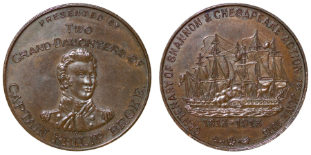 United States. Shannon & Chesapeake Action, 100 yr Commemoration CU Token. 1913.