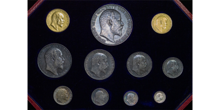 Great Britain. Edward VII Specimen Year Short Set for Coronation. Sovereign to Maundy Penny, 11x Coins.1902. 
