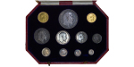Great Britain. Edward VII Specimen Year Short Set for Coronation. Sovereign to Maundy Penny, 11x Coins.1902.
