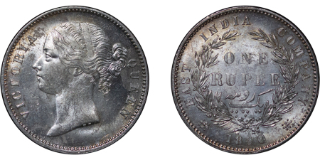 India, British Colonial. Victoria AR Rupee & Half Rupee lot. 1840. 