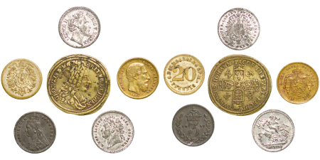 Germany. Lot of 6x Model / Imitation money pieces by Ludwig Christian Lauer. 1880-1902.