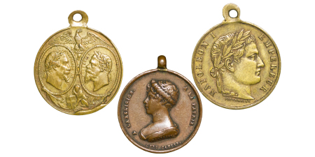 France. Napoleon & Duke of Bordeaux BR & CU lot of 3x Medals. 1820-1859.