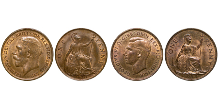 Great Britain. George V & VI CU Pennies (x2). 1920-1939.