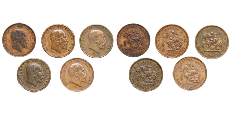 Great Britain. Edward VII lot of 5x CU Imitation ½ x ¼d. 1902.