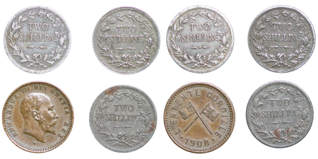 Great Britain. Edward VII Zi Model Two Shilling (x3), CU France L'Entente Cordiale medal (x1). 1902-1908.