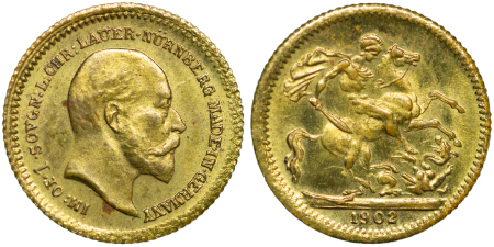 Great Britain. Edward VII BR Imitation One & Half Sovereigns by Lauer (x2). 1902.