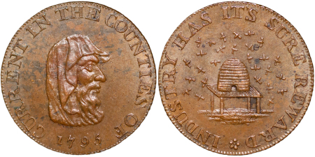 Great Britain, Cambridge. Druid Head CU Farthing Token. 1795.
