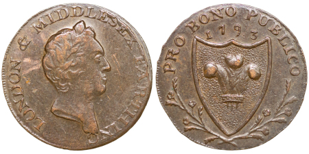 Great Britain London & Middlesex. Prince of Wales CU Farthing. 1793.