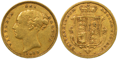 Great Britain. Victoria AU Half Sovereign. 1885/3.