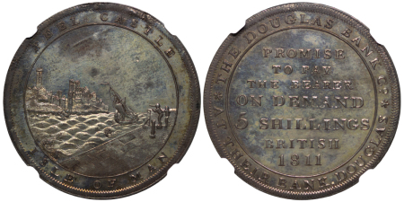 Great Britain, Isle of Man. Douglas Bank AR 5 Shillings Token. 1811.