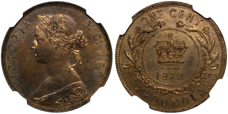 Canada, Newfoundland. Victoria CU 1 Cent. 1872H.