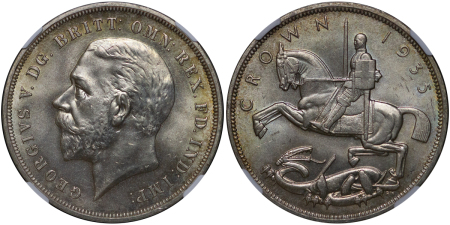 Great Britain. George V Silver Jubilee AG Rocking Horse Crown. 1935.