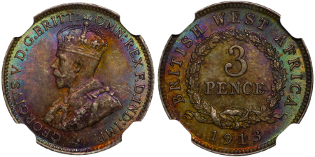 British West Africa. George V AG Threepence. 1913.