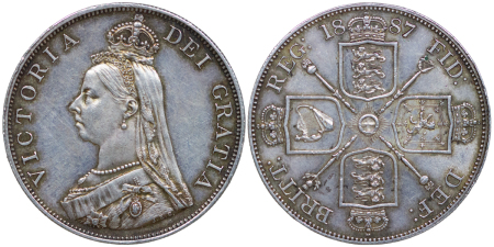 Great Britain. Victoria Arabic 1 AR Double Florin. 1887.