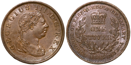 Colonies of Essequibo & Demerary. George III CU One Stiver. 1813.