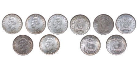Ecuador, Republic. Antonio José de Sucre AR ½ Decimo. 1915.