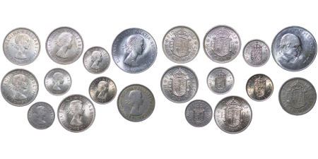 Great Britain. Elizabeth II lot of Pre Decimal High Grade nickel coinage. 1953 - 1965.