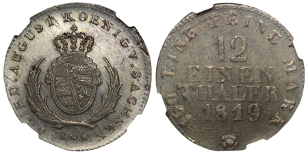 German States, Saxony. Friedrich August AG 1/12 Thaler. 1819 IGS.