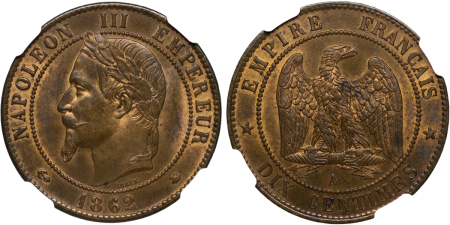 France. Napoleon III CU 10 Centimes. 1862 A.