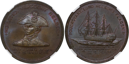 Great Britain, Victoria. Horatio Viscount Nelson Æ Medallion "The Foudroyant" Flagship. 1897.