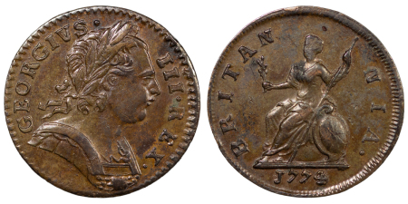 Great Britain. George III CU Farthing. 1774.